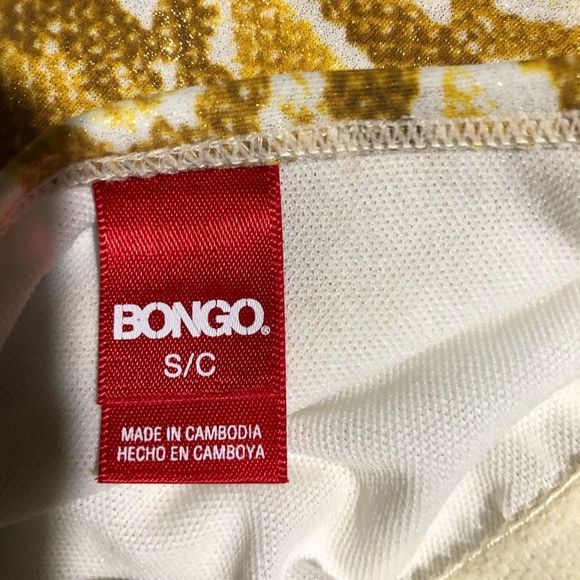 NWT Bongo Swimsuit Halter Top SnakeReptile Animal Print Gold Yellow White SZ S - Picture 5 of 16